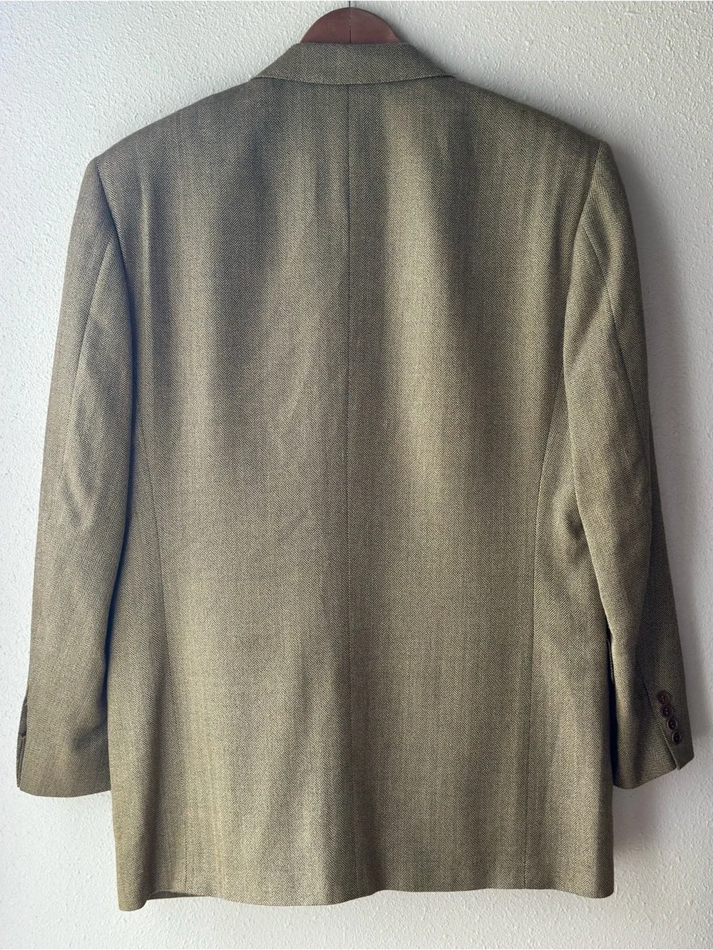 Canali Italy Men's Tan Herringbone Sport Coat Silk Wool Blazer 52R EU 42R US